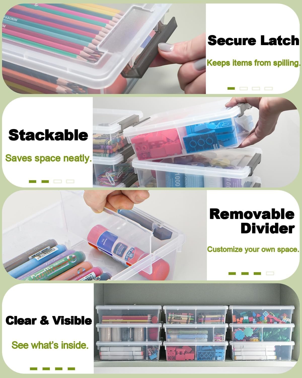 6 Pack Extra Large Pencil Box with Removable Divider - Image 4