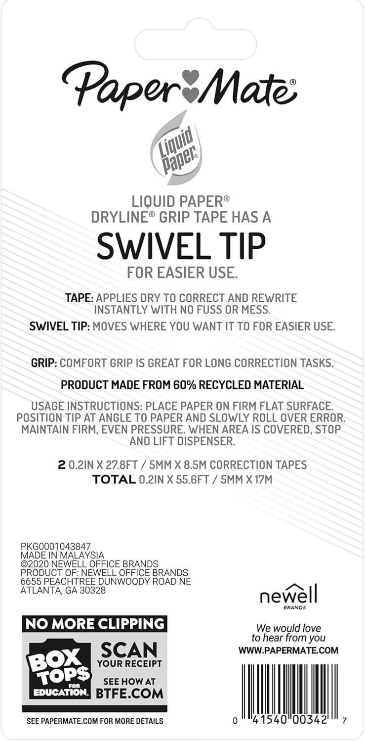 Paper Mate Liquid Paper DryLine Grip Correction Tape - Image 3