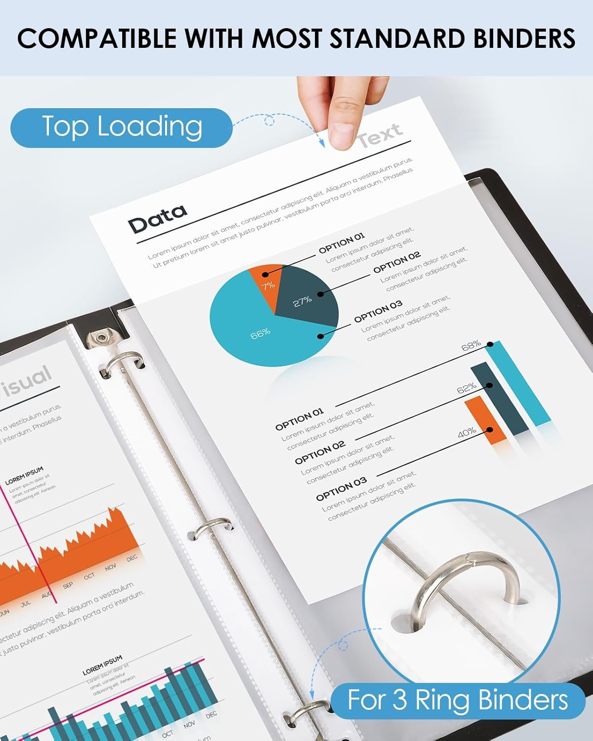 KTRIO Sheet Protectors 8.5 x 11 inch, Clear Page Protector for 3 Ring Binder - Image 5