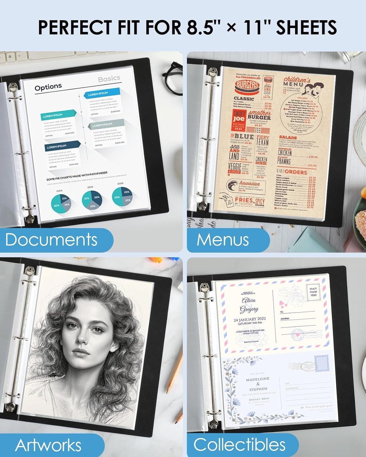 KTRIO Sheet Protectors 8.5 x 11 inch, Clear Page Protector for 3 Ring Binder - Image 2