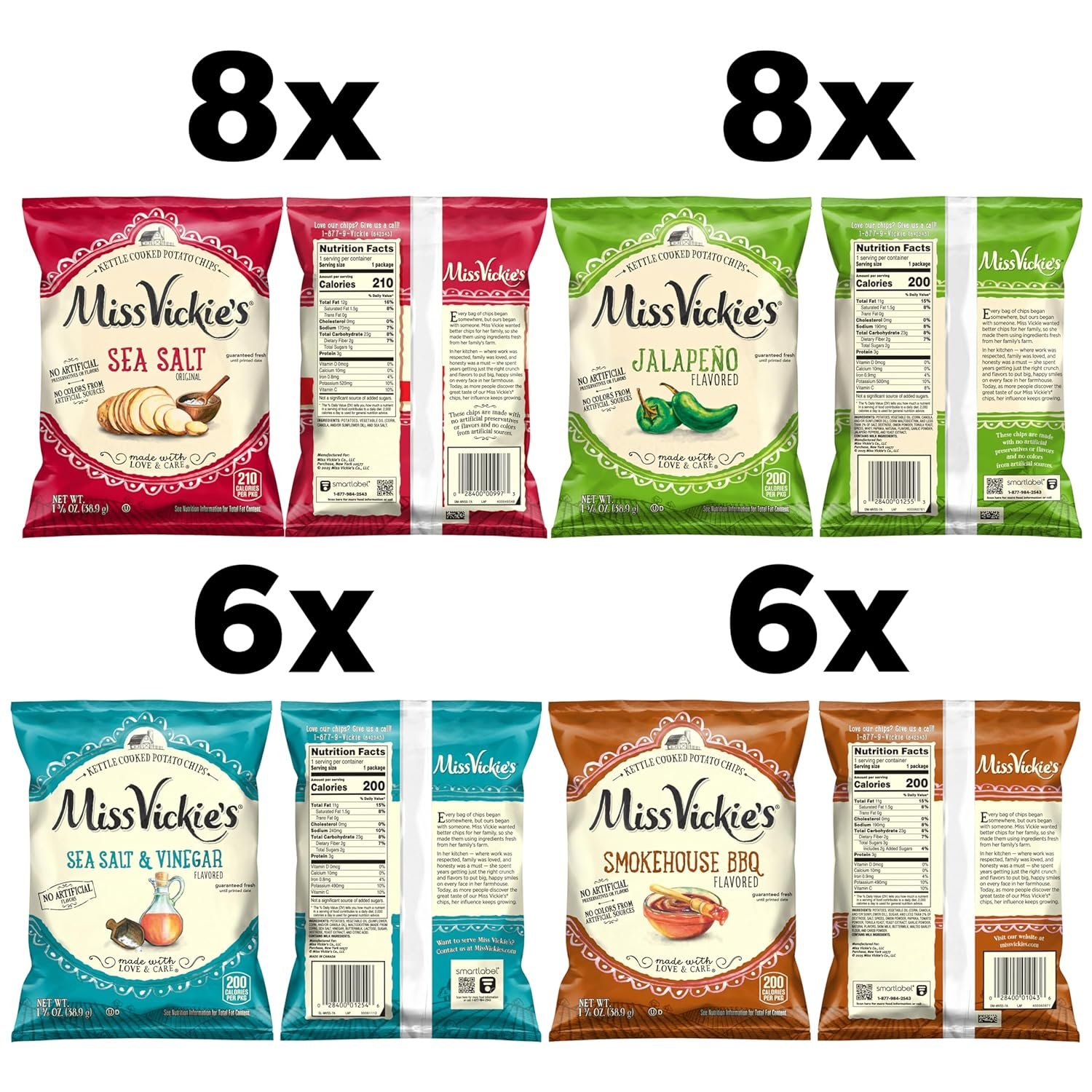 Miss Vickie's Kettle Cooked Potato Chips, Variety Pack - Image 5