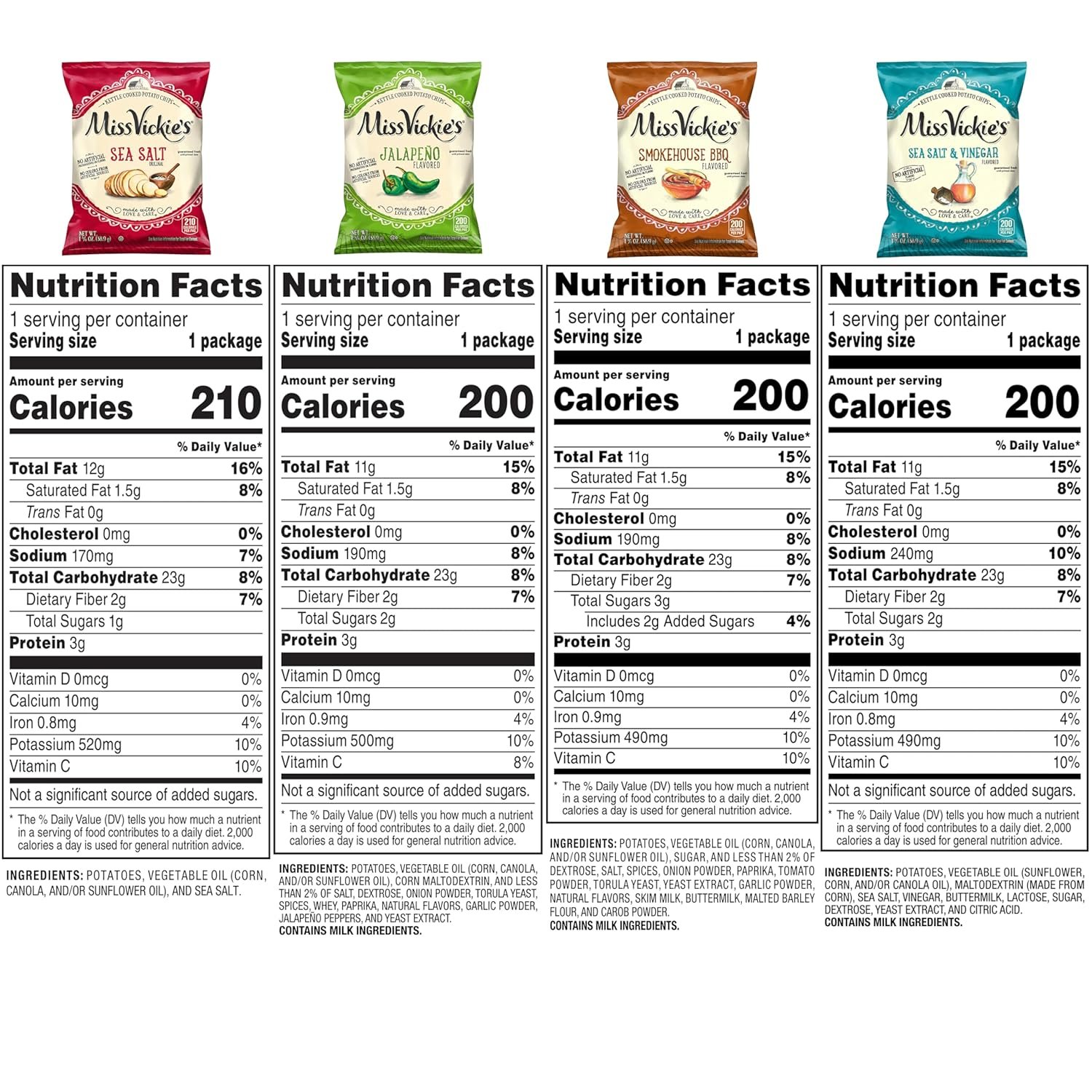 Miss Vickie's Kettle Cooked Potato Chips, Variety Pack - Image 2