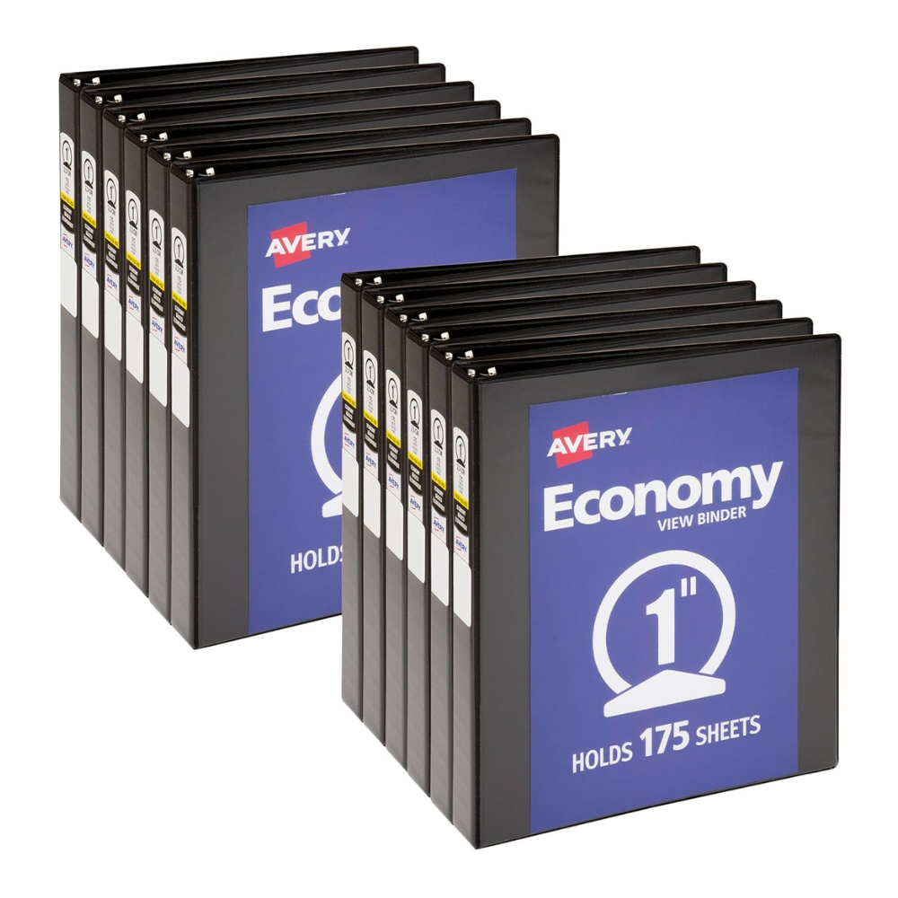 Avery Economy View 3 Ring Binder, 1 Inch Round Rings