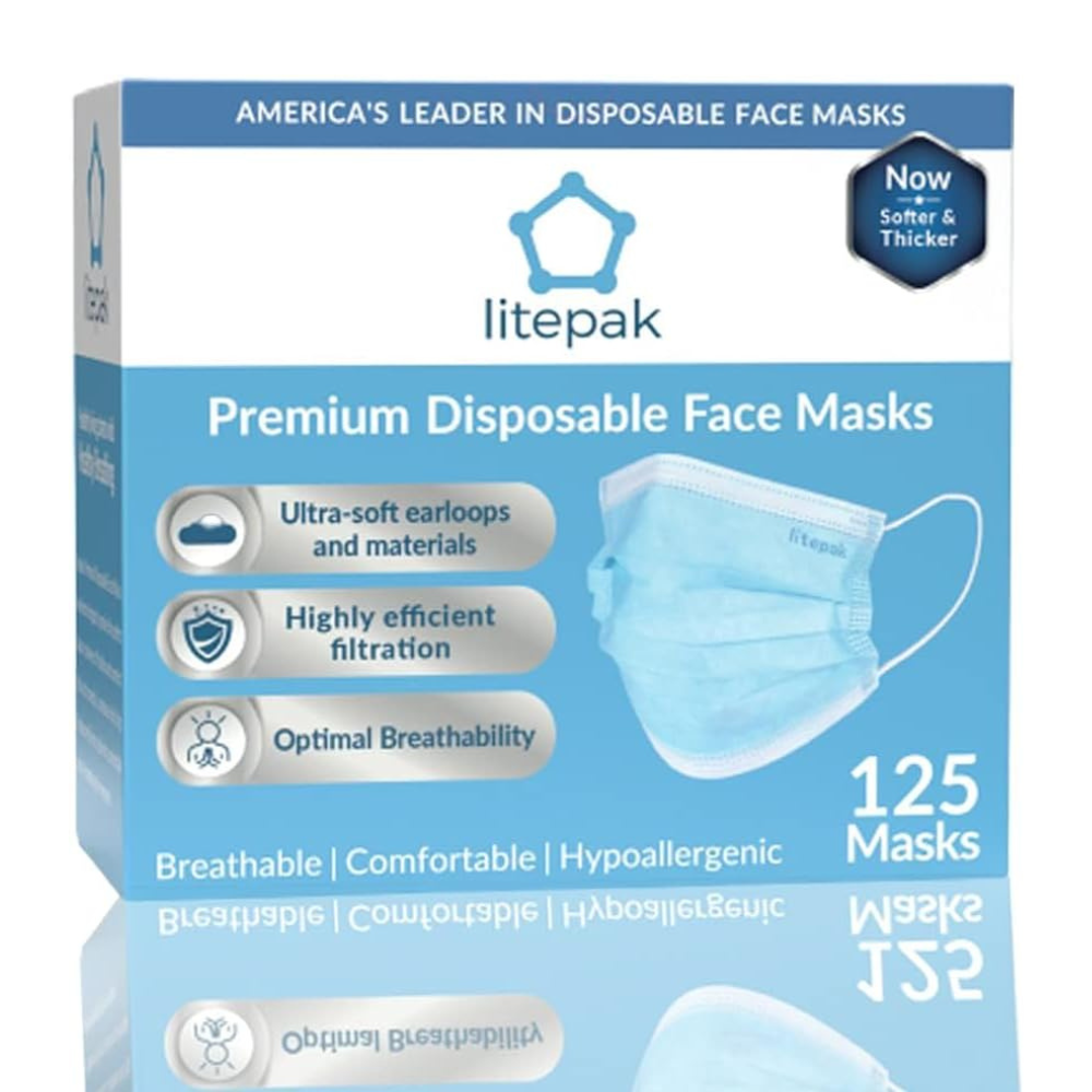 Litepak 125-Pack Disposable Face Mask