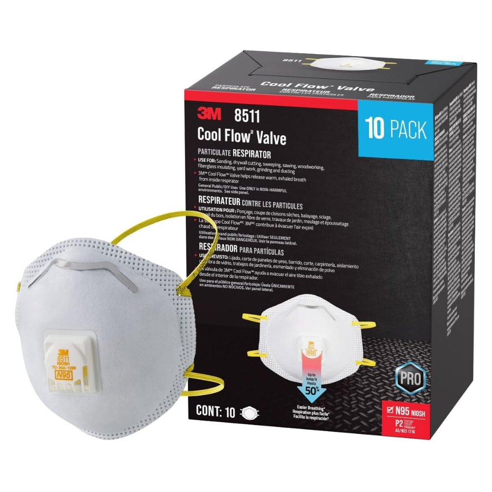 3M N95 Respirator 8511, 10 Pack, NIOSH-APPROVED N95