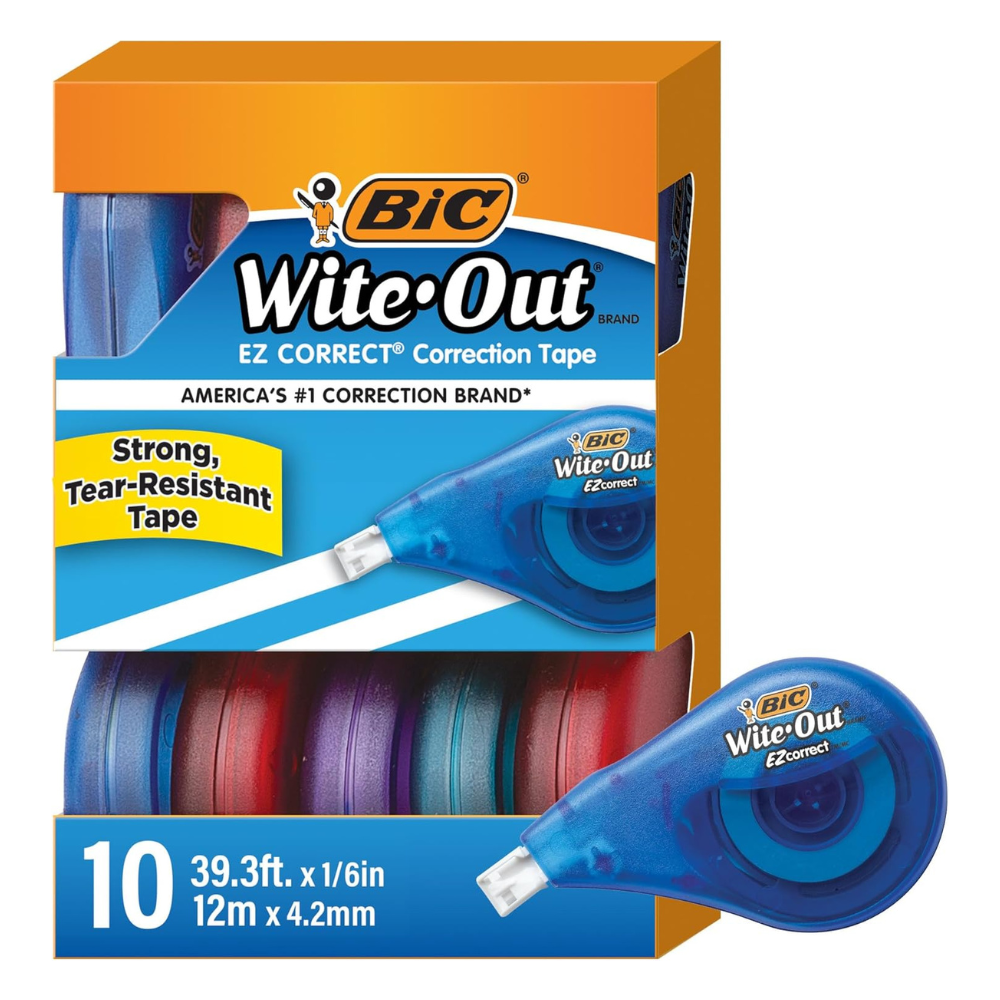 BIC Wite-Out EZ Correct Tear-Resistant Correction Tape with 39.3 ft of Tape