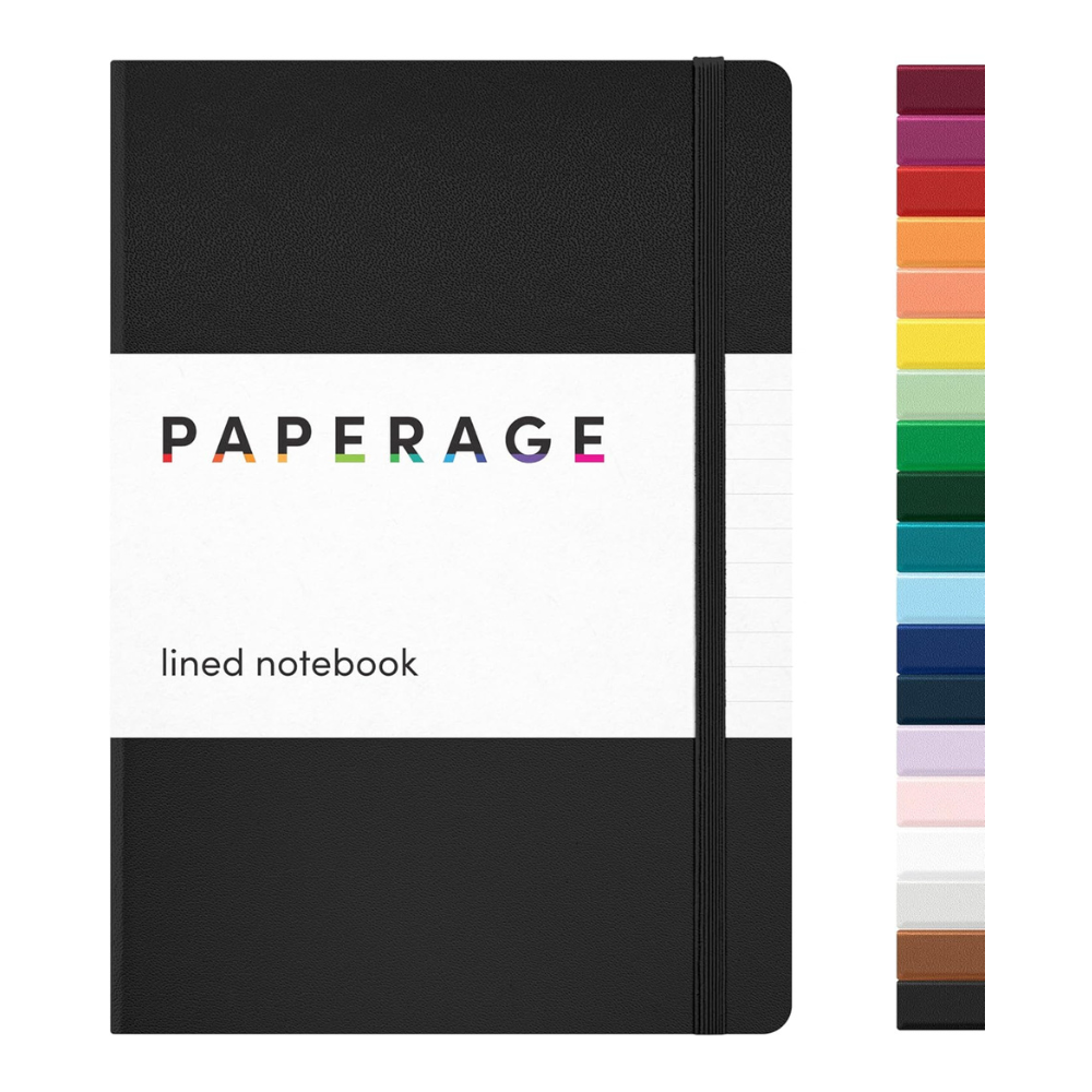 PAPERAGE Lined Journal Notebook, (Black), 160 Pages