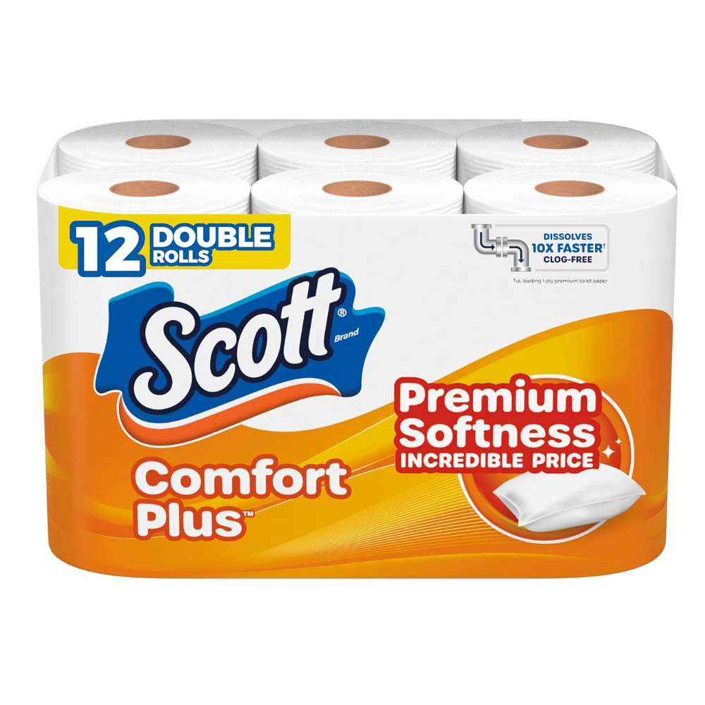 Scott ComfortPlus Toilet Paper, 12 Double Rolls