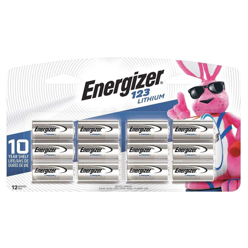 Energizer 123 Lithium Photo Battery, 12 Batteries, 1-Pack