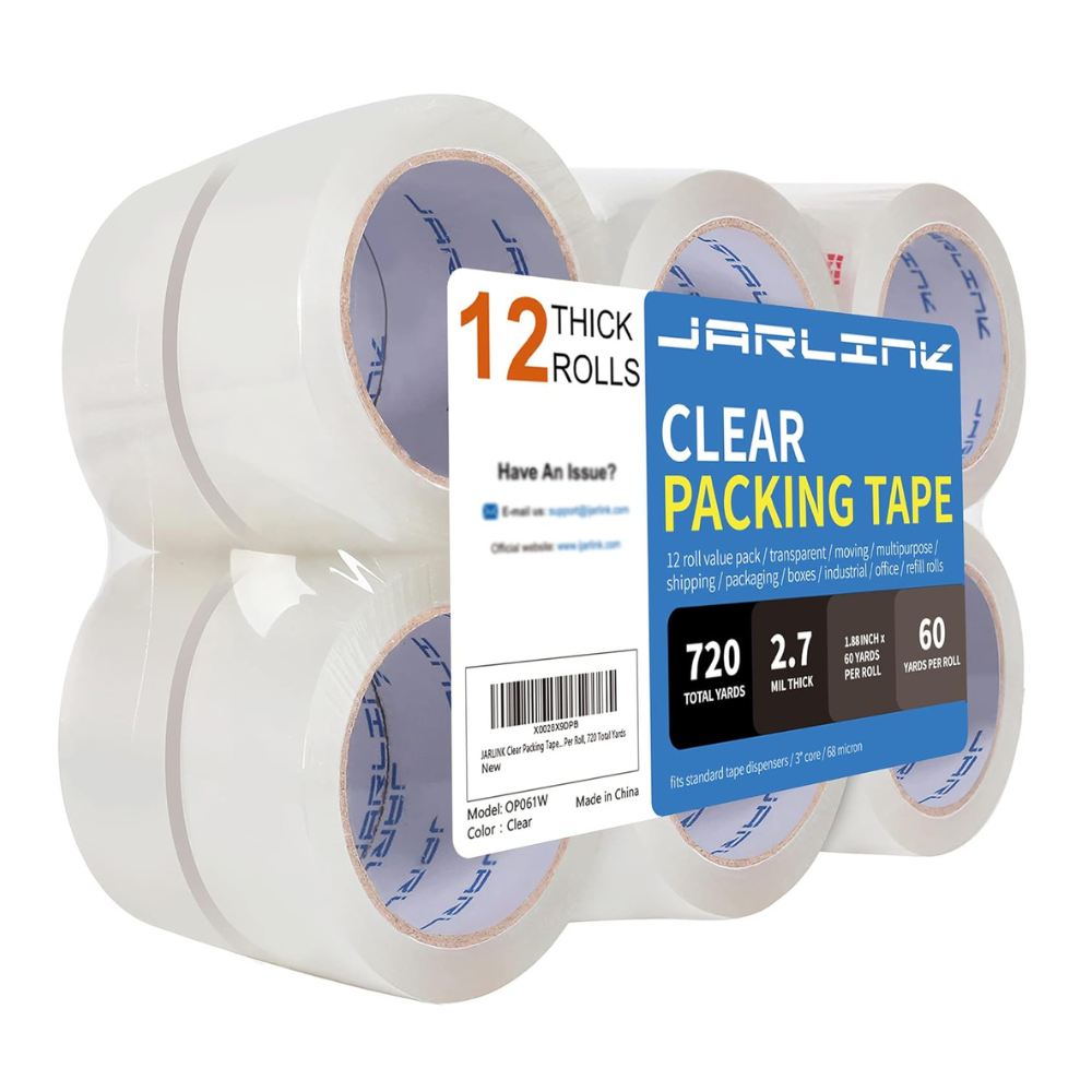 JARLINK Clear Packing Tape (12 Rolls)