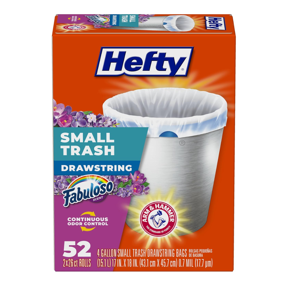 Hefty Small Trash Bags, Fabuloso Scent, 4 Gallon, 52 Count