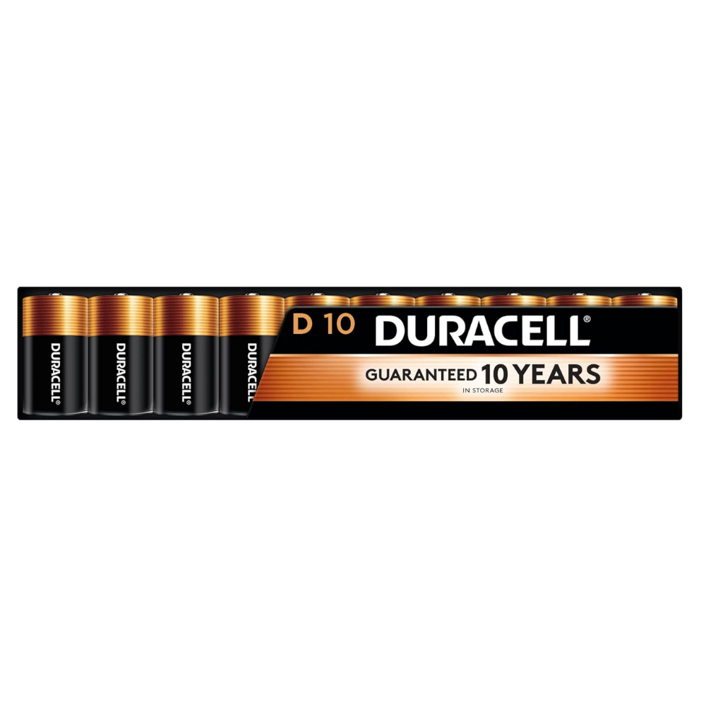Duracell Coppertop D Batteries, 10 Count (1 Pack)