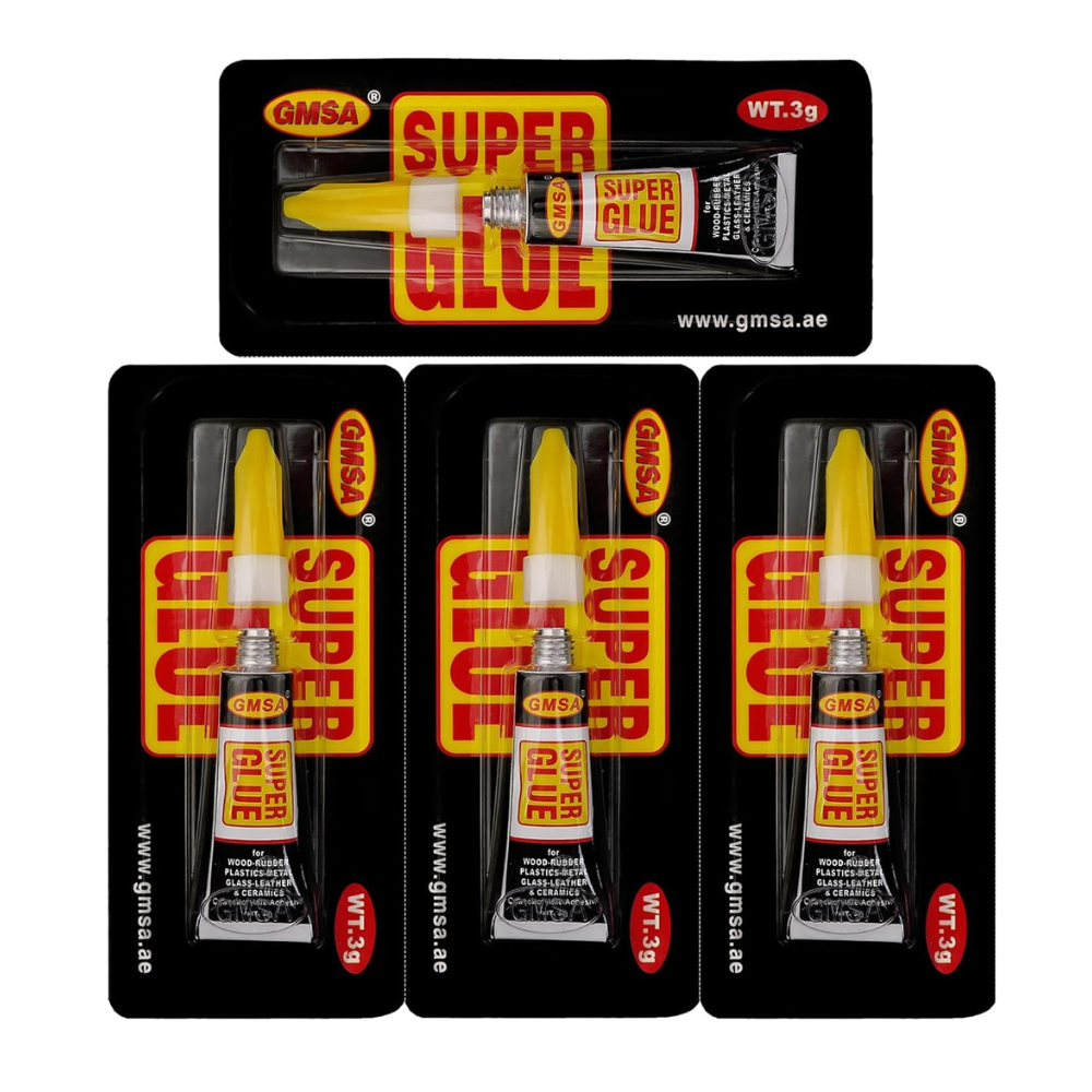 4 Pack Super Glue All Purpose, Fastest & Toughest Adhesive 3g Instant Repair Unbreakable Bond