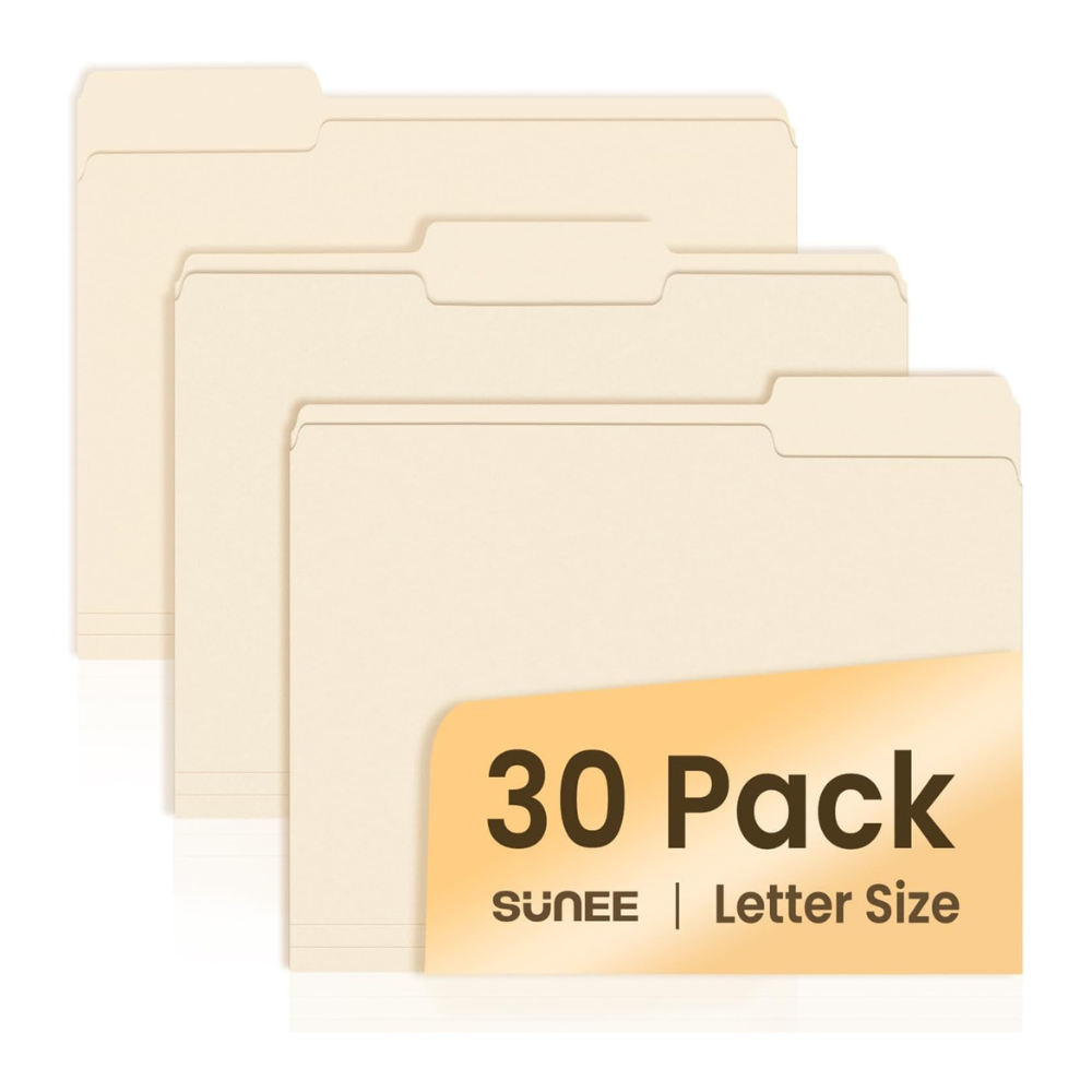 SUNEE File Folders, 30 Pack Manilla Folders 8.5 x 11