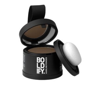 BOLDIFY Hairline Powder - Water-Resistant Root Touch Up Hair Color for Gray Coverage - 24-Hour Stain-Proof, Mess-Free Hair Powder for Thinning Hair - Light Brown
