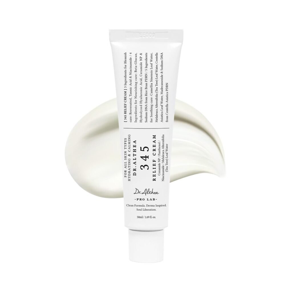 Dr.Althea 345 Relief Cream | Daily Face Moisturizer for Soothing Recovery and Blemish Care with PDRN & Niacinamide | Korean Vegan Skincare for All Skin Types, 1.69 Fl Oz (Ver.2 - Pack of 1)