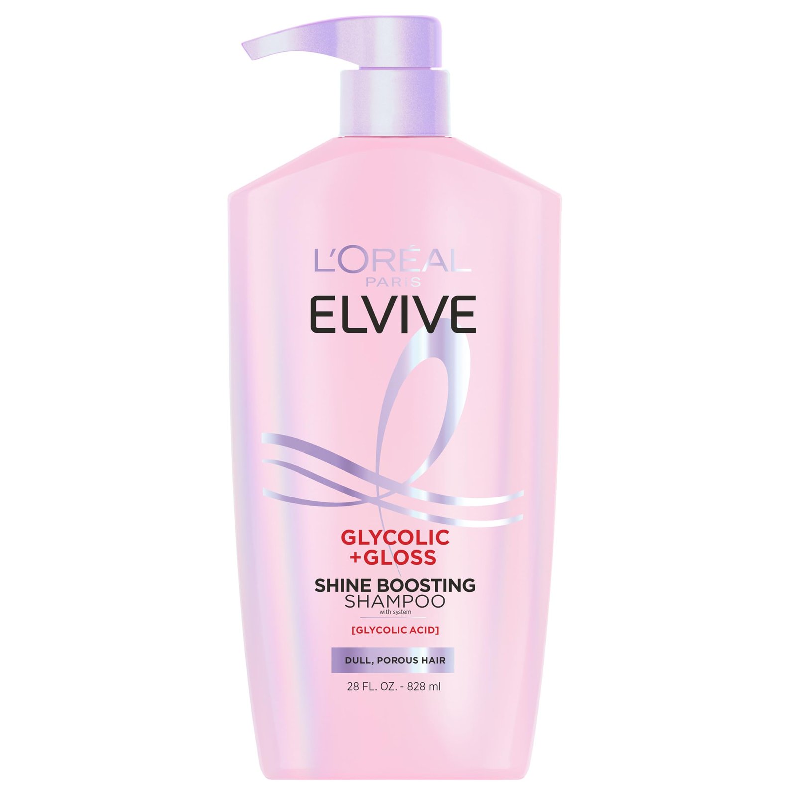 Elvive Glycolic + Gloss Shine Boosting Shampoo, Cleanses and Smooths Dull, Porous Hair Into High-Shine, Glossy Hair, 28 Fl Oz