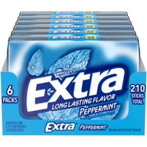 EXTRA Gum Peppermint Sugar Free Chewing Gum Mega Pack, 35 Stick, Pack of 6