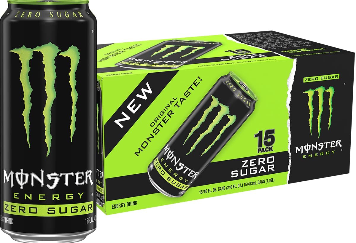 Monster Energy Zero Sugar, Green, Original, 16 oz, Pack of 15