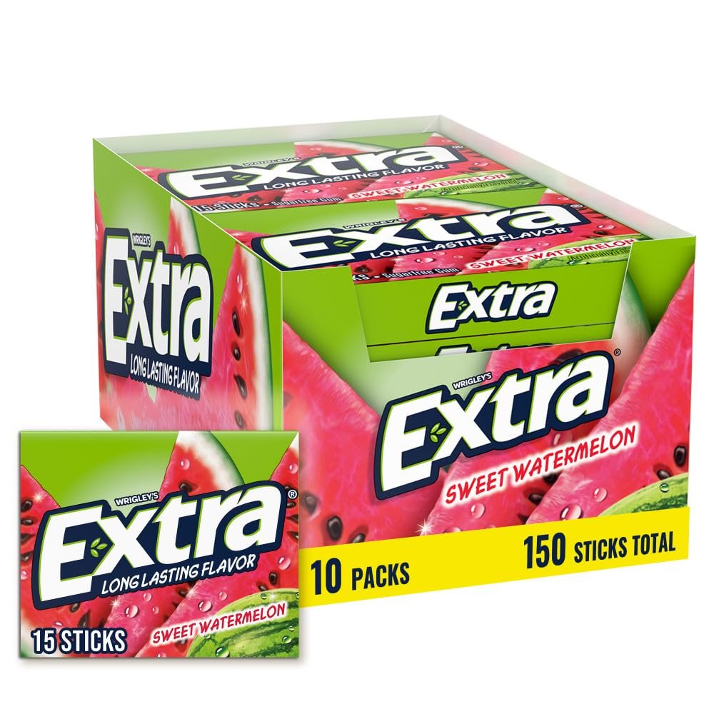 Gum Sweet Watermelon Sugarfree, Bulk, Work & Travel 15 Ct, Pack of 10