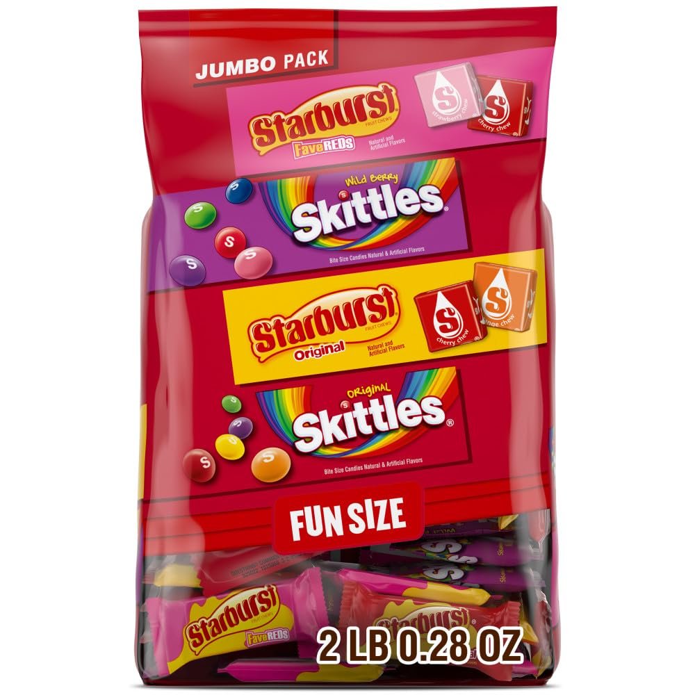 Skittles, Starburst Fun Size Chewy Candy Assorted Variety, Bulk Bag, 32.28 oz