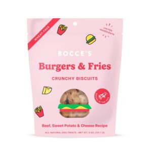 Bocce's Bakery Limited Edition Wheat-Free Dog Treats, Burgers & Fries Biscuits - 5 oz