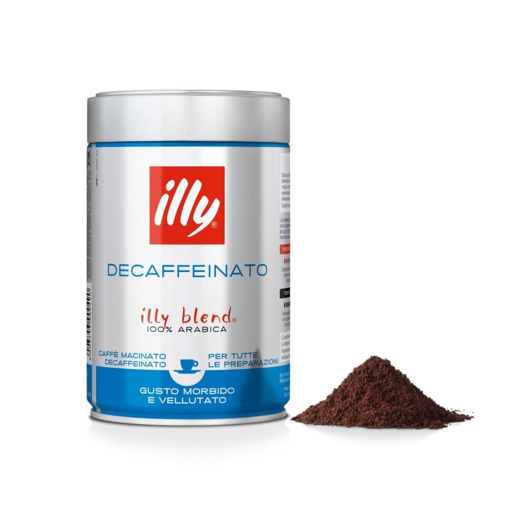 illy Ground Coffee Espresso - 100% Arabica Coffee Ground – Classico Decaf Roast - Notes of Caramel, Toasted Bread &