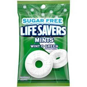 LIFE SAVERS Wint-O-Green Sugar Free Green Bag Individually Wrapped Breath Mints Hard Candy, 2.75 oz Bag