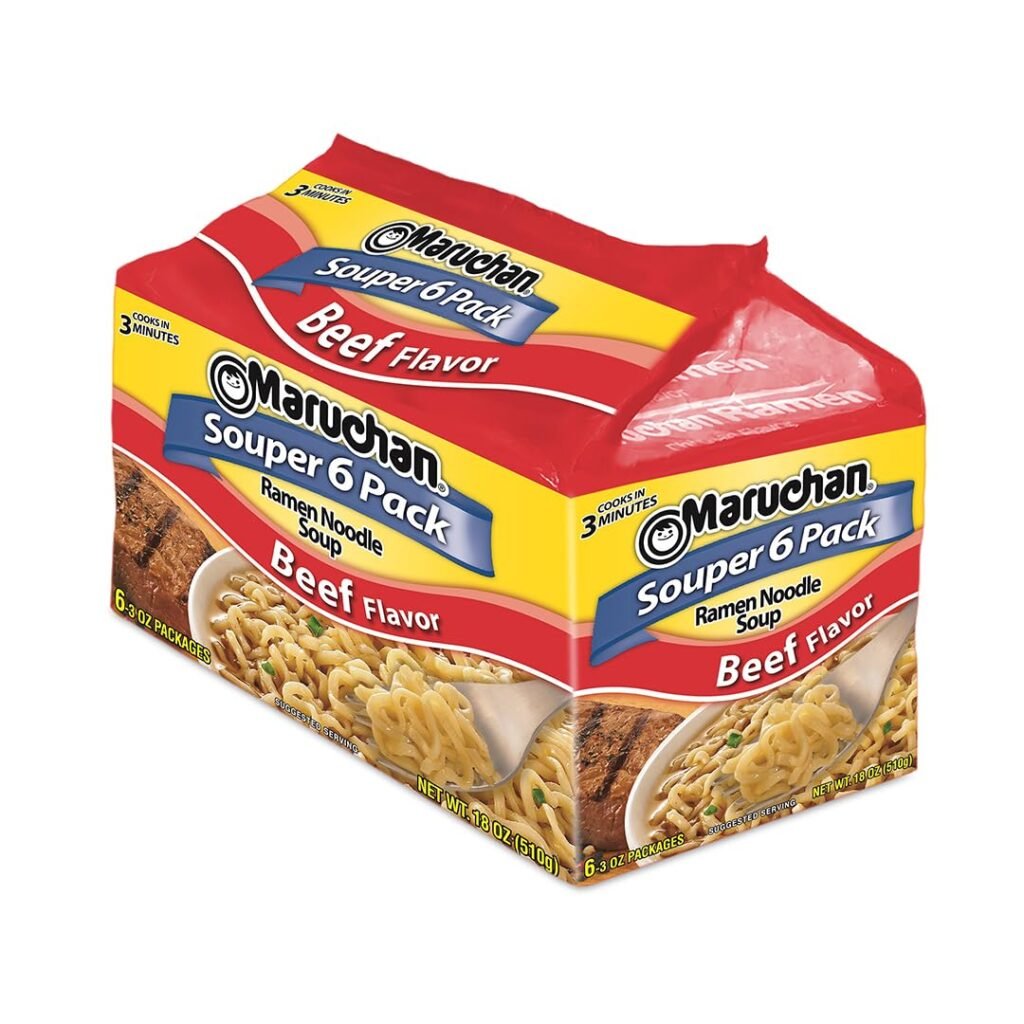 Maruchan Ramen Noodles, Beef, 3 oz, Pack of 6