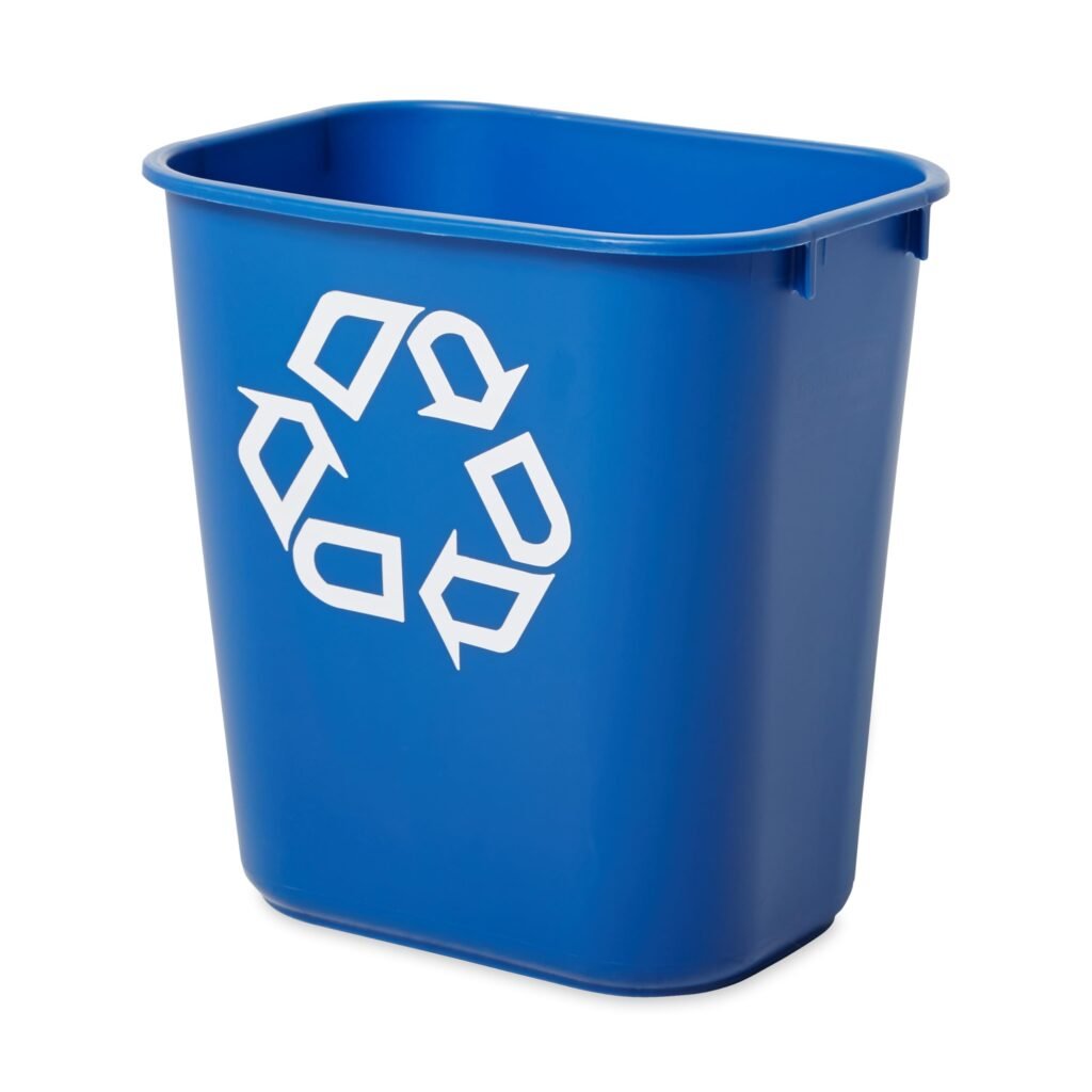 Rubbermaid Commercial Deskside Recycling Container, Blue Recycling Symbol