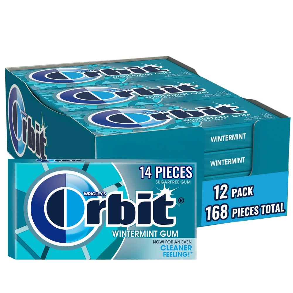 ORBIT Wintermint Sugar Free Individually Wrapped Chewing Gum Mint Bulk Box, 12 Packs of 14-Pieces, 168 Total Pieces