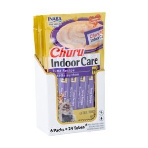 Churu Indoor Care for Hairball Control Functional Lickable Cat Treat with Taurine & Green Tea Extract - 0.5oz | Pack of 24