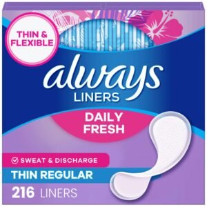 Always Panty Liners for Women Daily Liners, Regular Absorbency, Unscented, 216 Count