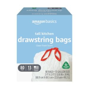 Amazon Basics 13 Gallon Tall Kitchen Trash Bags, Scent, 80 Count