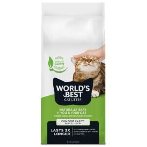 World's Best Cat Litter Comfort Care Unscented 8-Pounds - Natural Ingredients Quick Clumping Flushable 99 Dust Free & Made