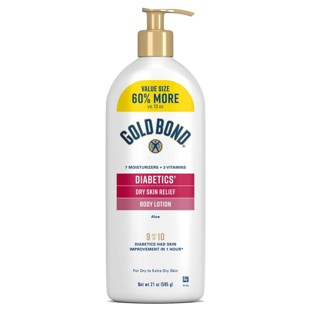 Gold Bond Diabetic Body Lotion, Dry Skin Relief with Vitamin E & Aloe to Soothe & Moisturize Flaky, Rough Skin, Value Size, 21 oz