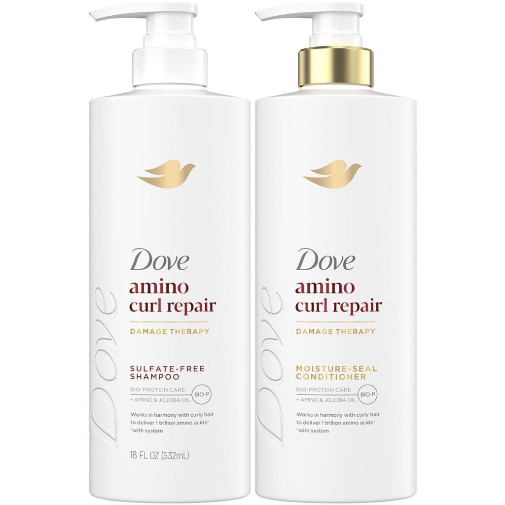 Shampoo and Conditioner Set, Amino Curl Repair – Damage Therapy Bio-Protein Care Formulas for Revitalizing Coily, Curly Hair, 18 Oz Ea