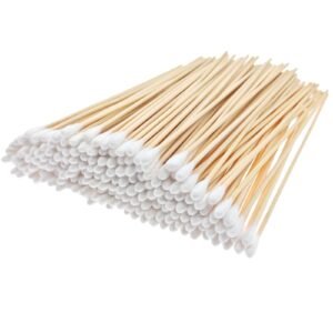 RIKWOG 200 Pcs Cotton Swabs, 6 Inch Long Ear Buds with Extra Long Wooden Handle Ear Picks for Cleaning, Jewelry, Polishing, Makeup, Dogs