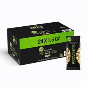 Wonderful Pistachios In Shell, Roasted and Salted Nuts, Individually Wrapped Healthy Snack, 1.5 oz Bag, Pack of 24