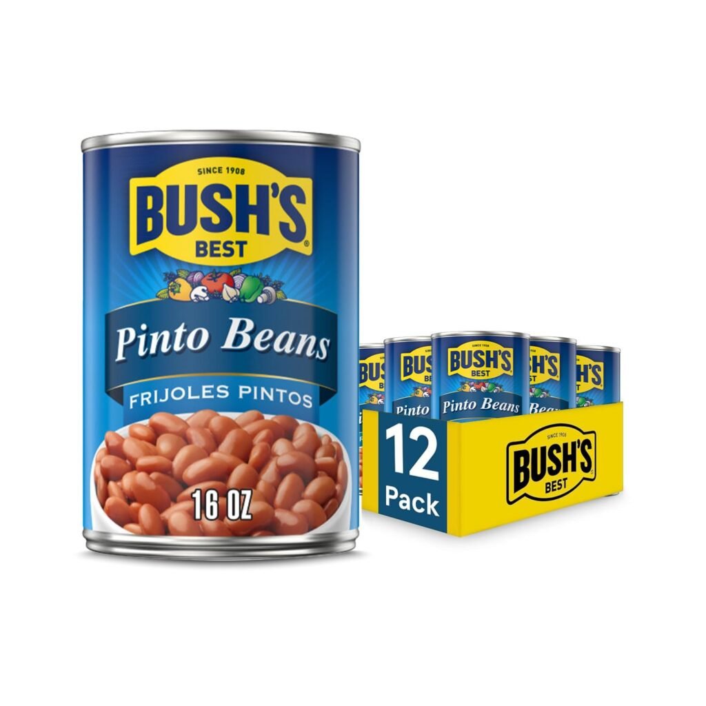 16 oz Canned Pinto Beans, Source of Plant Based Protein and Fiber, Low Fat, Pack of 12