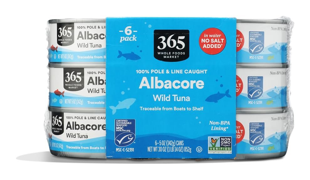 365 by Whole Foods Market, No Salt Albacore Tuna in Water 6pk, 5 oz