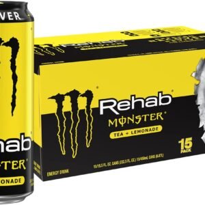 Monster Rehab Tea + Lemonade + Energy, Energy Drink 15.5 oz, Energy Iced Tea, Pack of 15