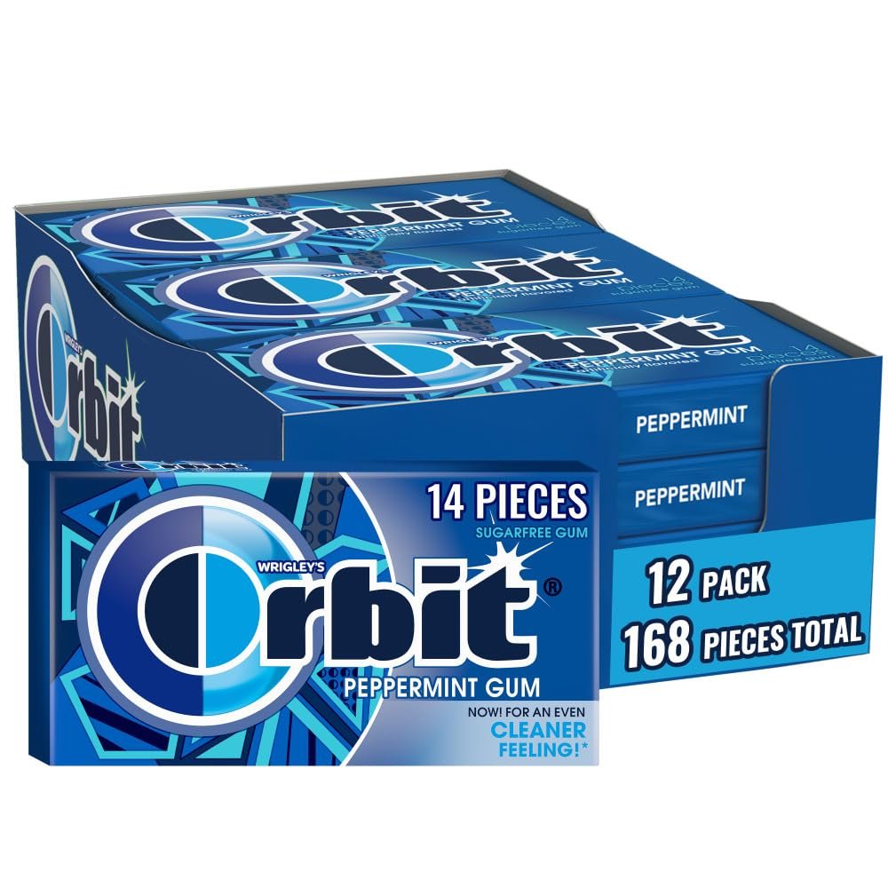 ORBIT Peppermint Sugar Free Gum Individually Wrapped, Bulk Packs of Gum, 12 Packs of 14-Pieces