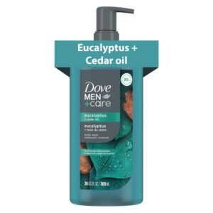 DOVE MEN Eucalyptus + Cedar Oil Moisturizing Body Wash | #1 Dermatologist Body Wash for Men, Sulfate Free, Paraben Free, & Dye Free | 26oz