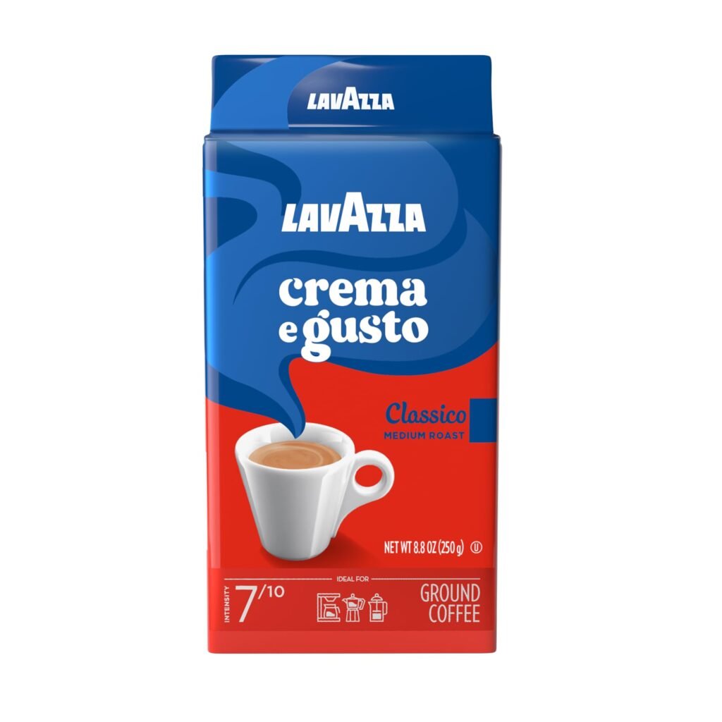 Lavazza Crema e Gusto Ground Coffee, Medium Roast, Arabica and Robusta Blend, 8.8 oz Brick, Pack of 4