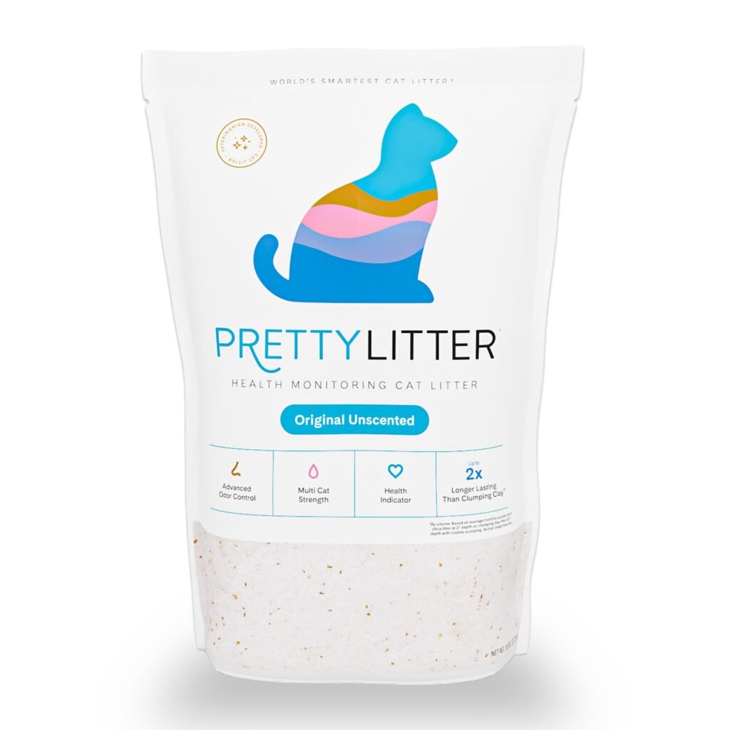 PrettyLitter Health Monitoring Cat Litter Unscented Non Clumping Lightweight & Low Tracking Color Changing Silica Gel - 6 Lbs | Pack of 1