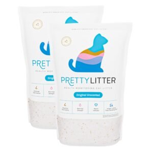 PrettyLitter Health Monitoring Cat Litter Unscented Non Clumping Lightweight & Low Tracking Color Changing Silica Gel - 6 Lbs | Pack of 2