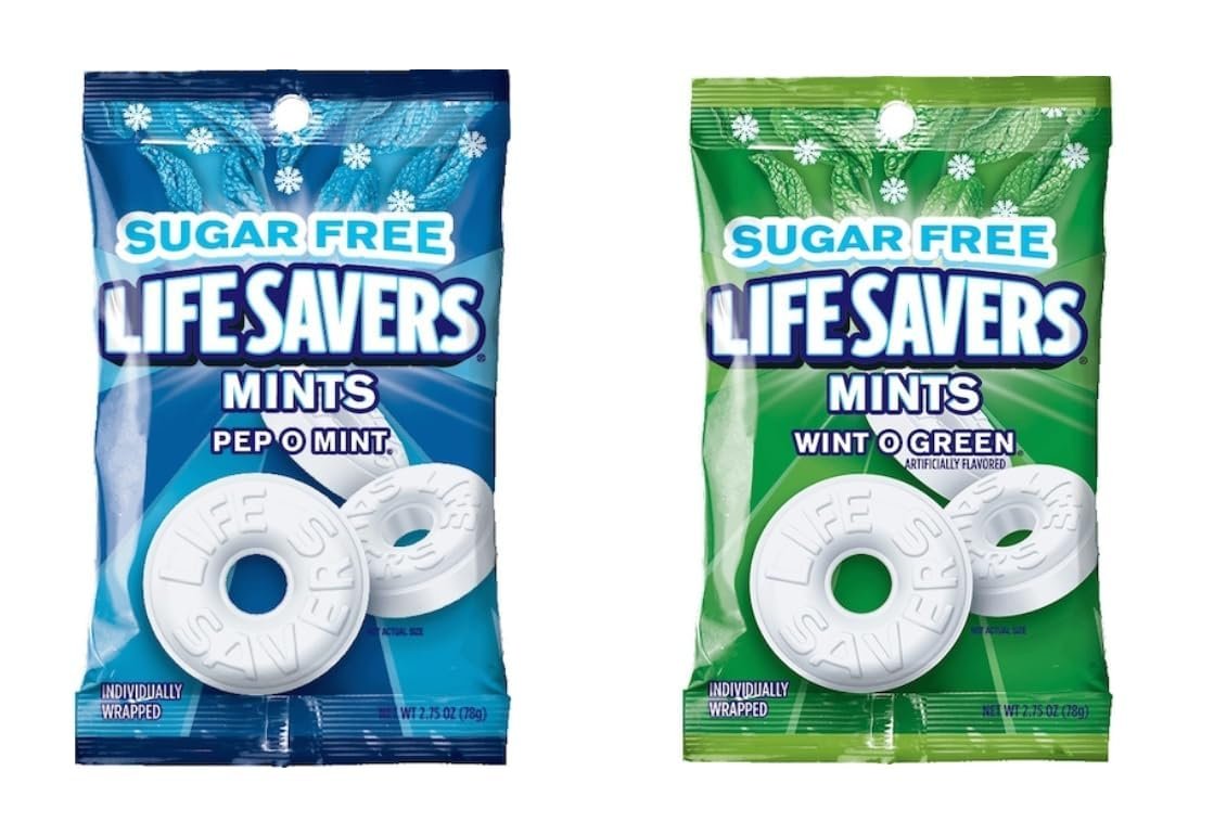 Sugar Free Variety Pack - Pack of 2 - One of Each Flavor - Wint O Green and Pep O Mint - Delicious Variety