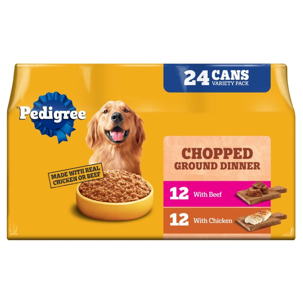 Pedigree Chopped Ground Dinner Wet Dog Food Chicken & Beef Variety Pack Canned Dog Food Cans - 13.2 oz | Pack of 1