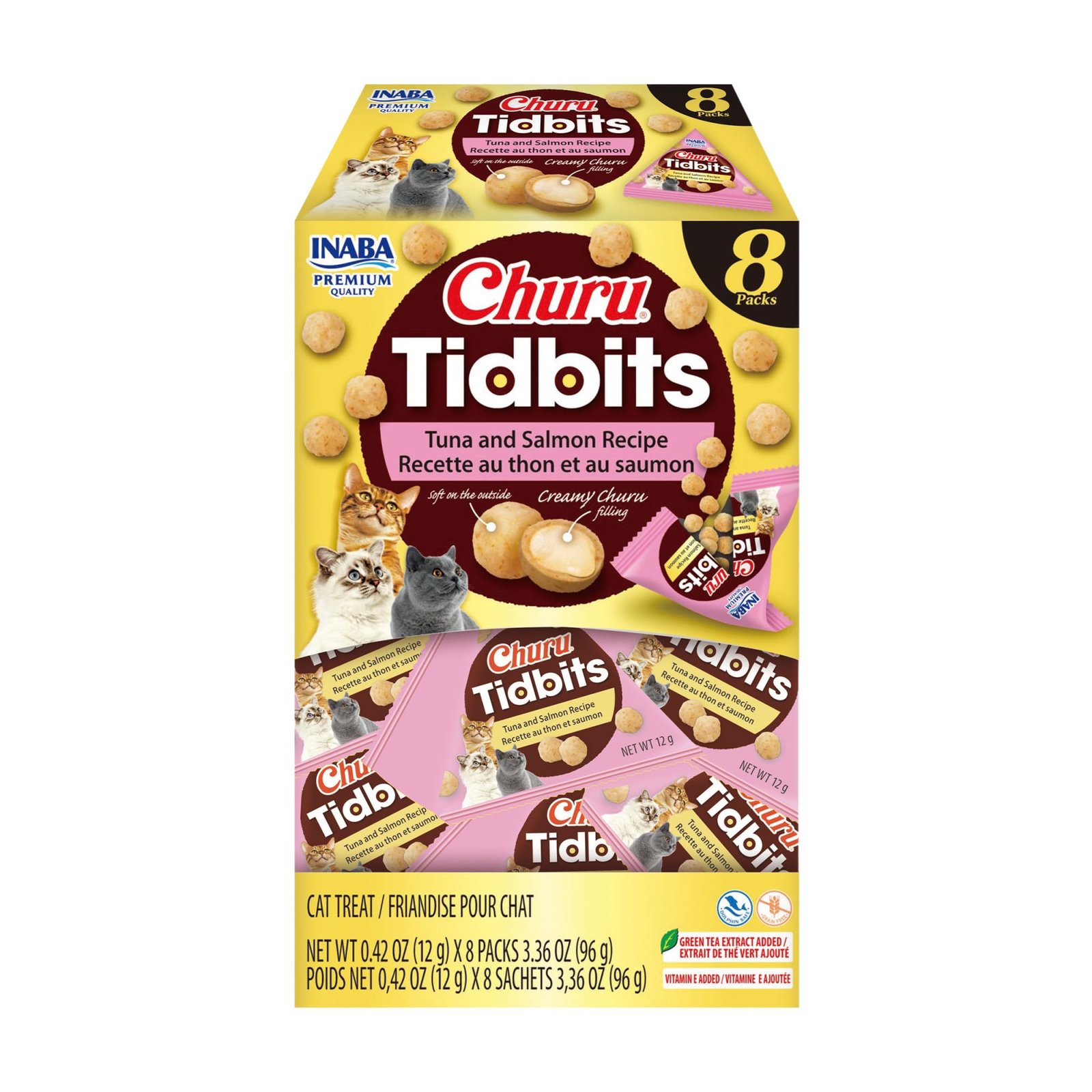 Churu Tidbits Soft & Chewy Churu Filled Baked Chicken Cat Treats with Taurine & Green Tea - 0.42oz